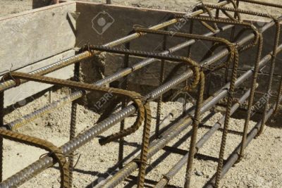 14251596 rebar and forms tied for concrete in construction in daylight
