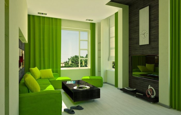 гостиная в зелено цвете
